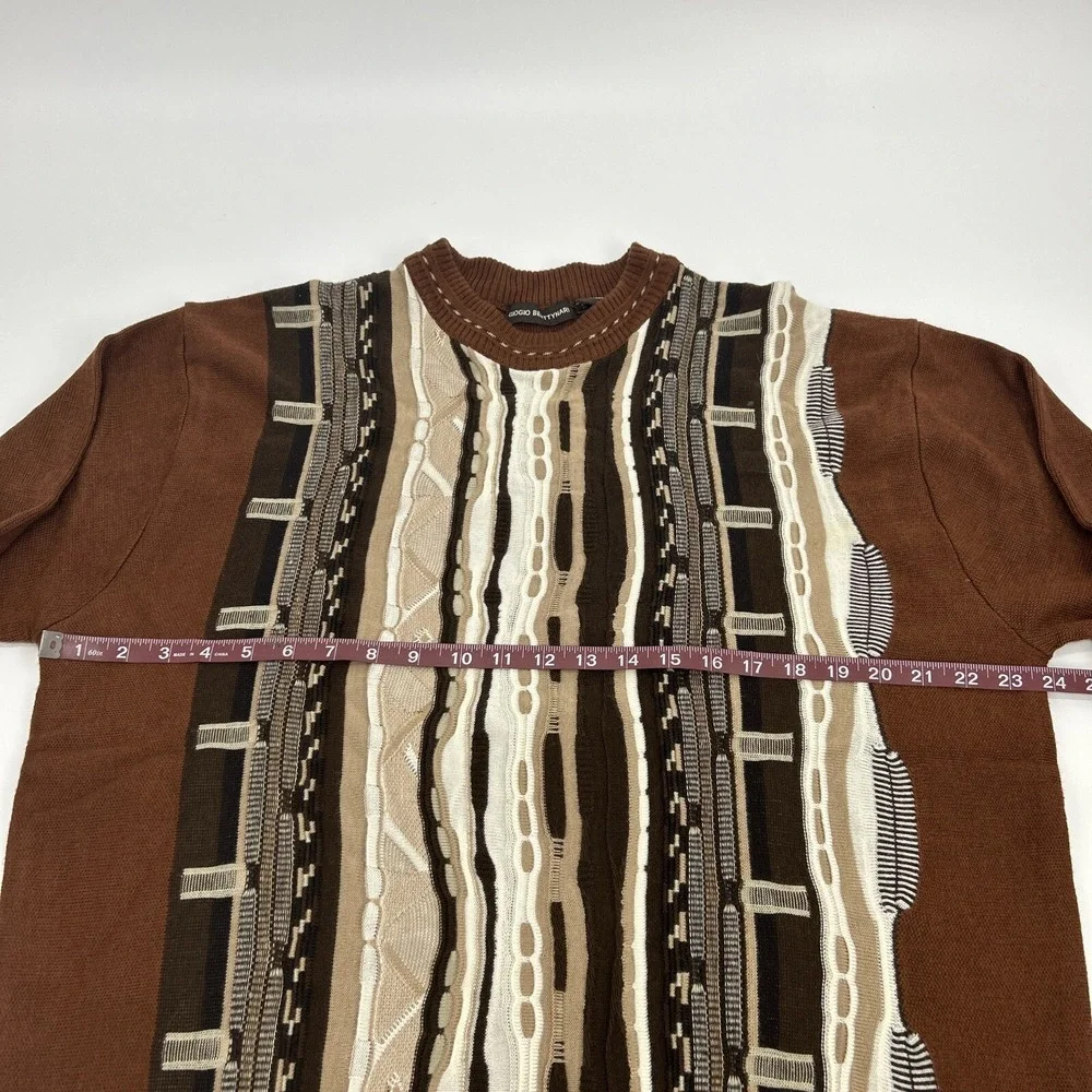 Giogio Berttynari Sweater Men's 2XL XXL Brown Crew Neck 3D Textured‎ Coogi Style